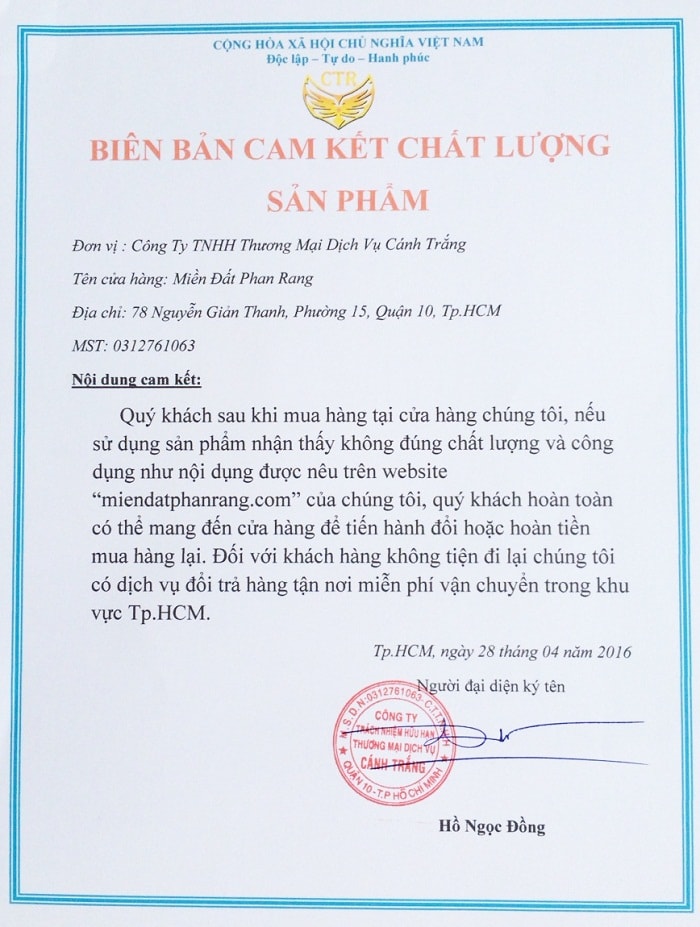 bien ban cam ket cong ty canh trang